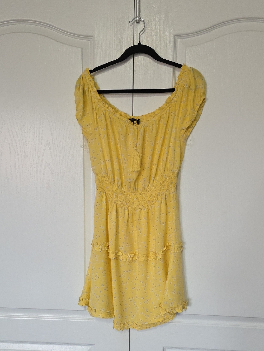 Streetwear Society Yellow Floral Off-Shoulder Mini Dress